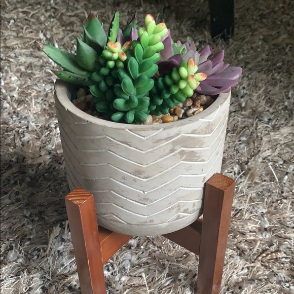 Other - Faux succulent cement and wood planter